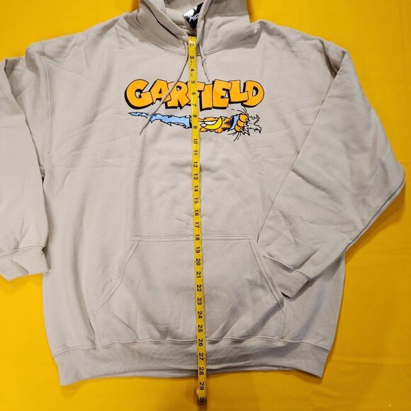 Garfield Nickelodeon Scratching Claws Hanging On Hoodie Sweatshirt Beige Size XL - Picture 5 of 10